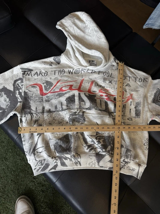 Vale Mural Pull Over Hoodie Grey