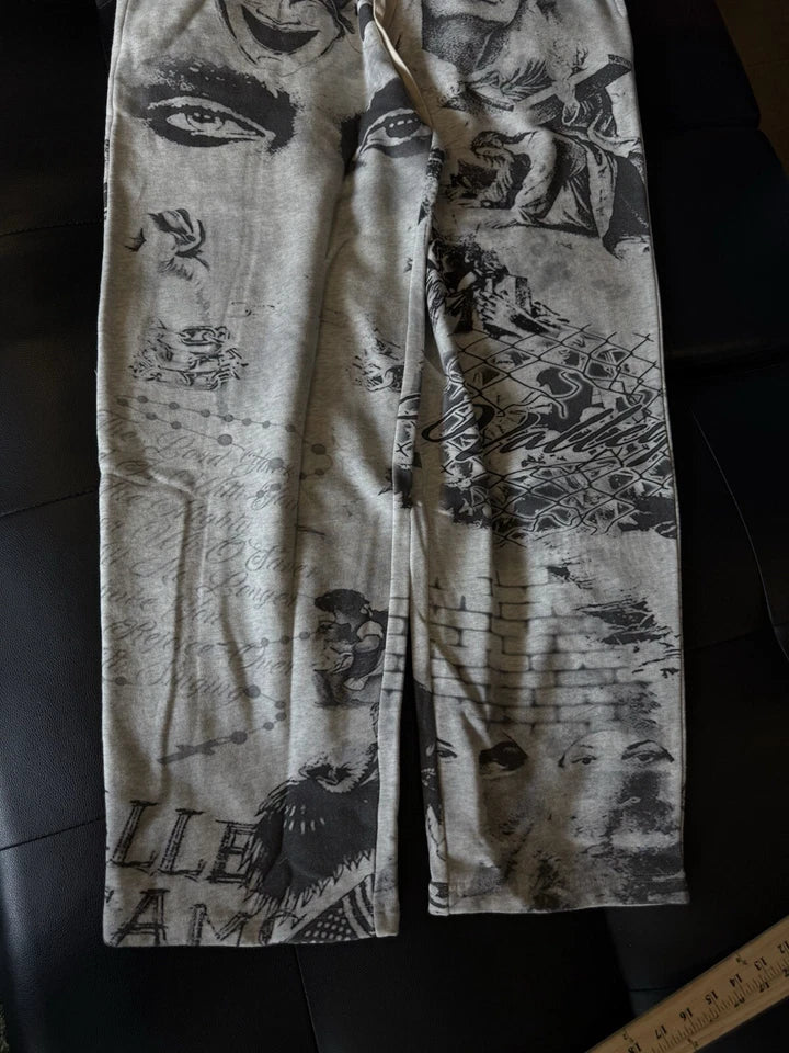 Vale lives Valley Track White Mural Drawstring Sweatpants