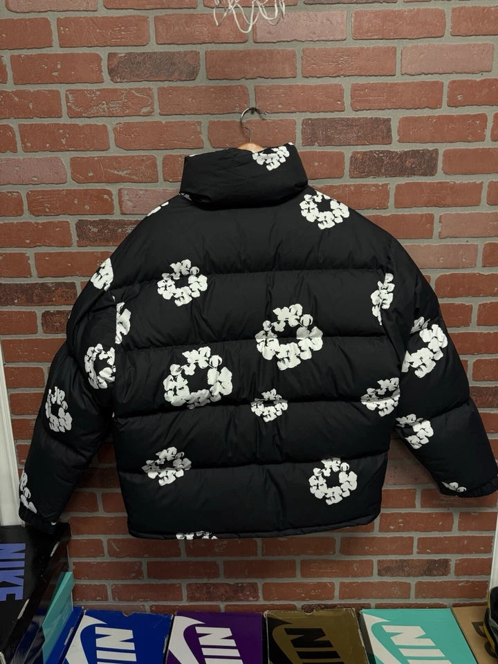 Cotton Wreath Puffer Jacket Denim Tears Coat