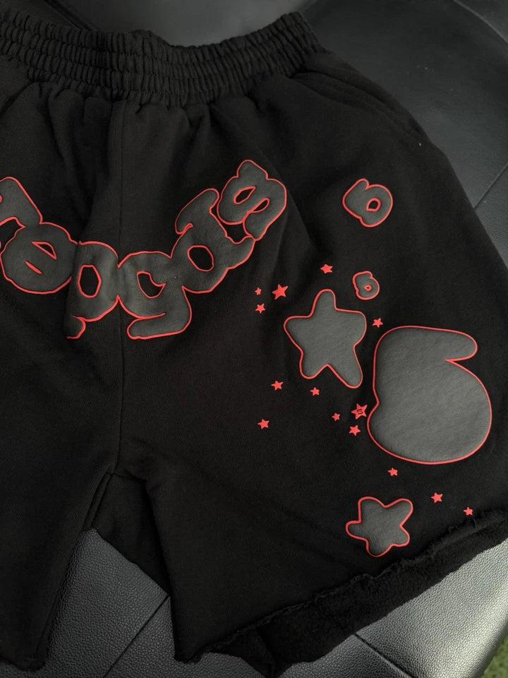 Sp5der OG Web V2 Phantom Sweatshort "Black Red" Brand New Authentic 2025