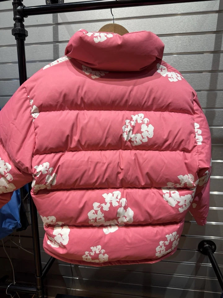 Cotton Wreath Puff Denim Tears Coat Pink