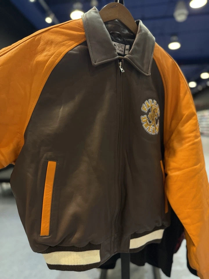 Vale Lives Valley Leather Jacket Brown Orange