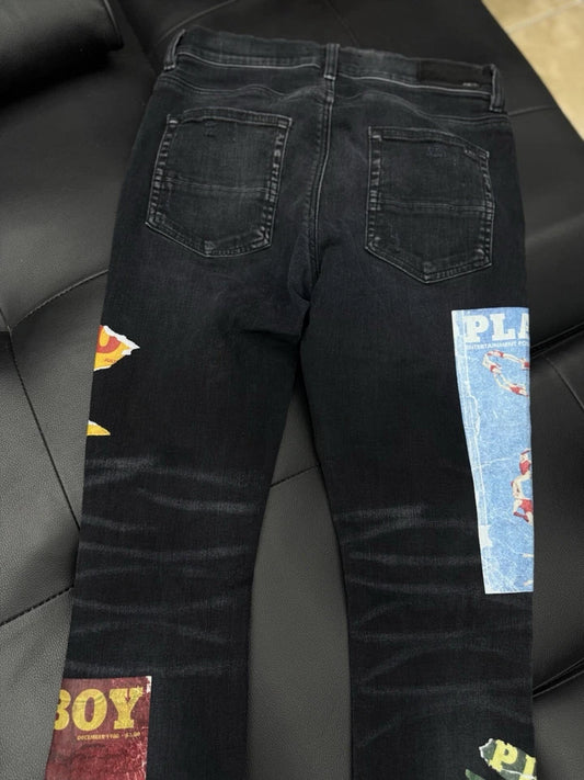 Amiri X Playboy Jeans Black Leg Logo