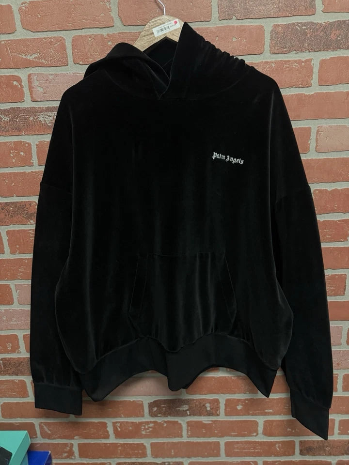 Palm Angels Black Velvet Hoodie