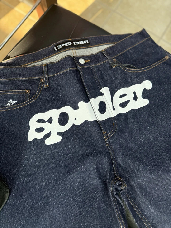Sp5der OG Logo Denim Shorts