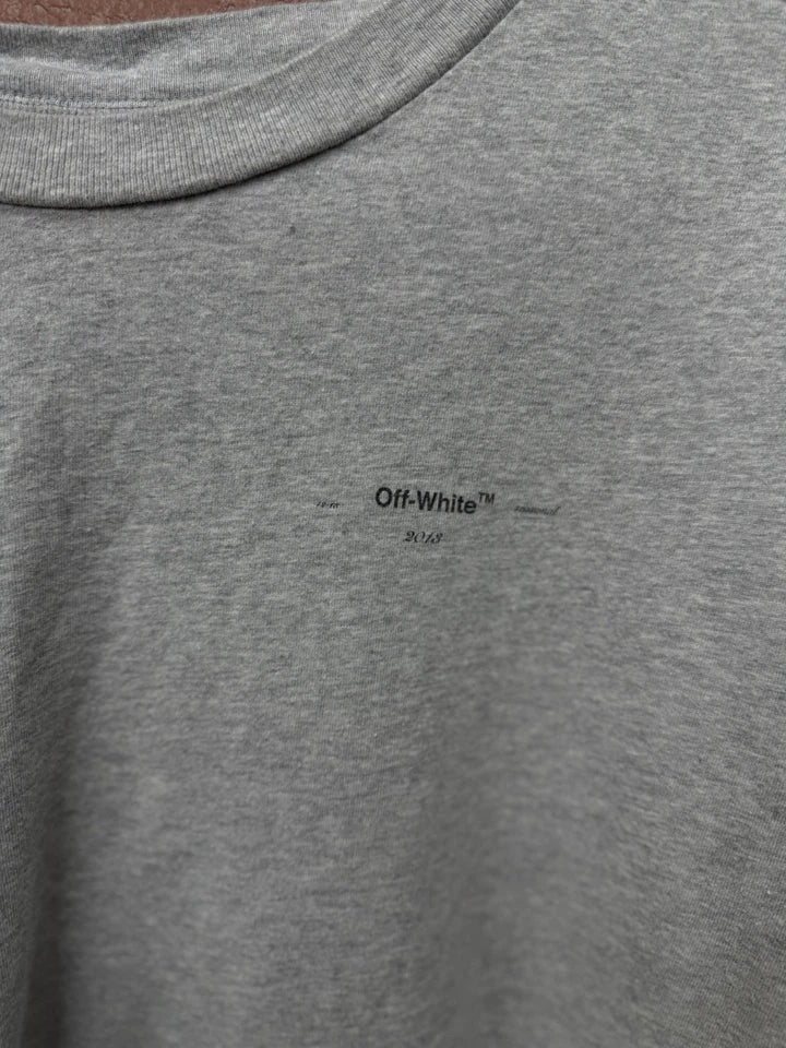 Off White T Shirt Grey Plain Logo