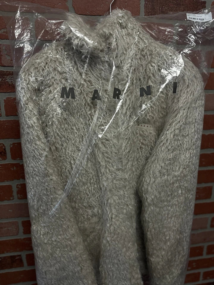 Marni Oat Shaggy Fur Jacket With Removable Hood