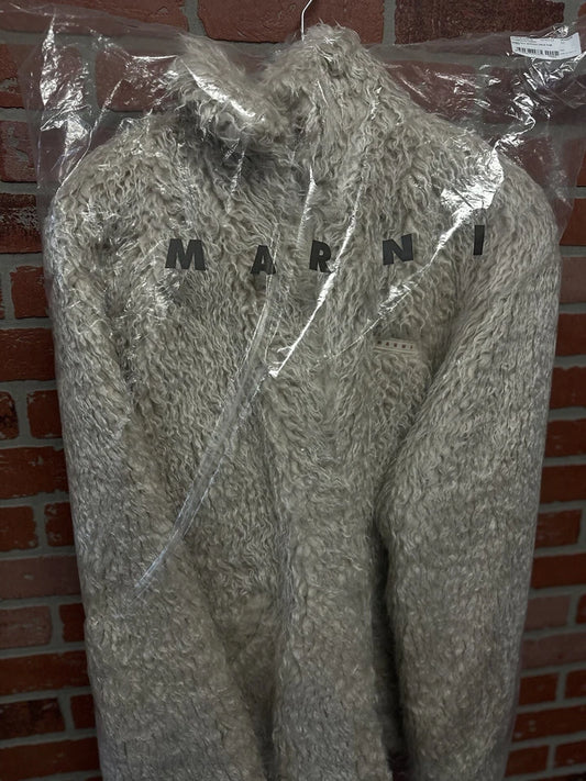 Marni Oat Shaggy Fur Jacket With Removable Hood