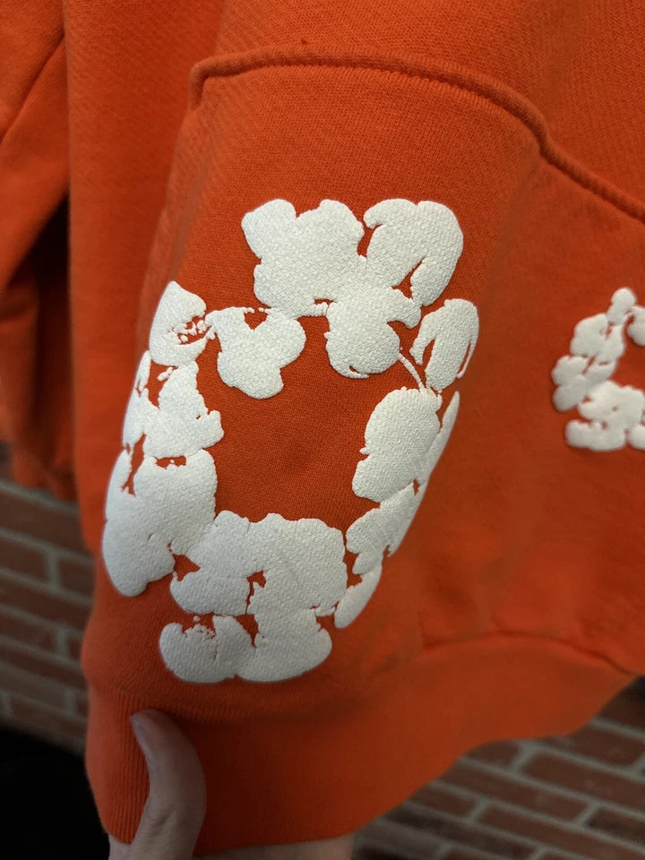 Orange Denim Tear Hoodie