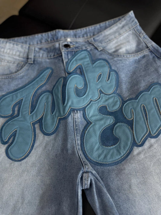 F**K EM Denim Shorts Patchwork