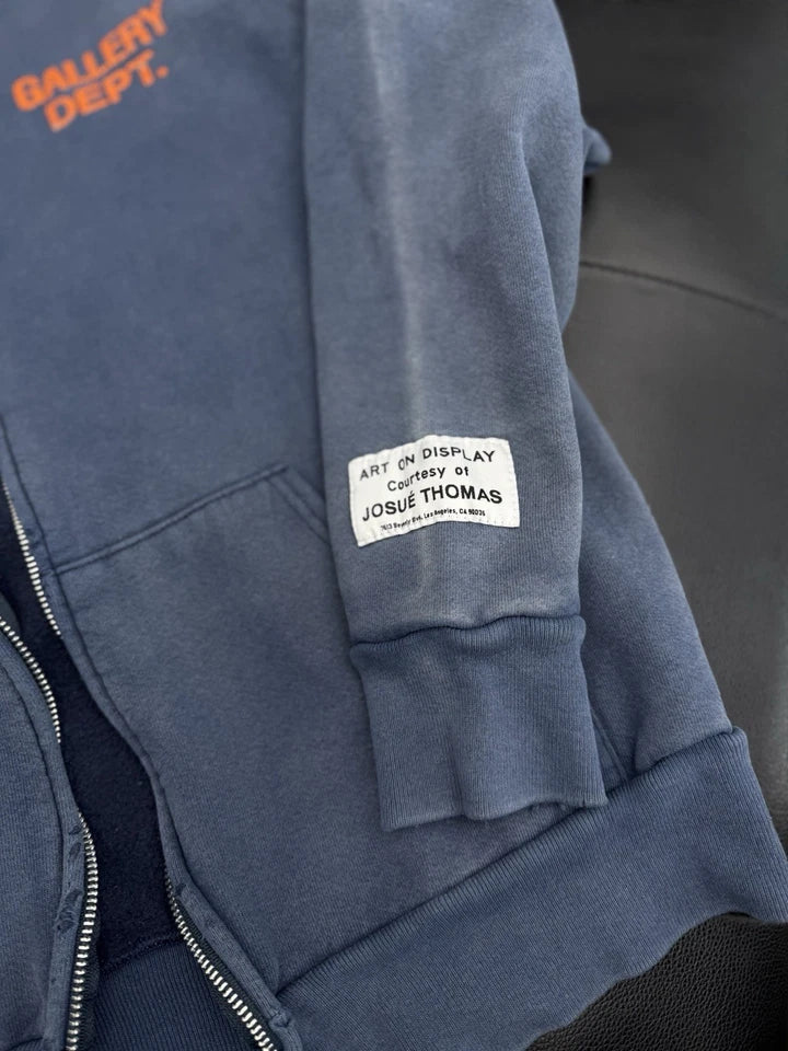 Gallery Dept. Blue Zip Up Sweatshirt Hoodie