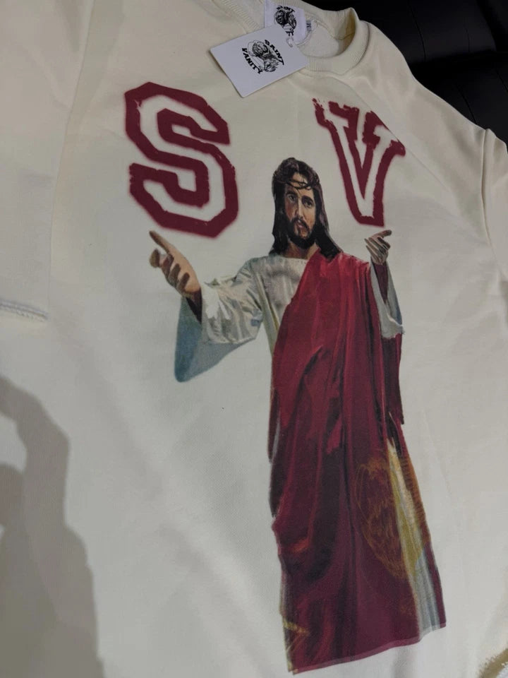 Saint Vanity T-shirt White/Red Crewneck