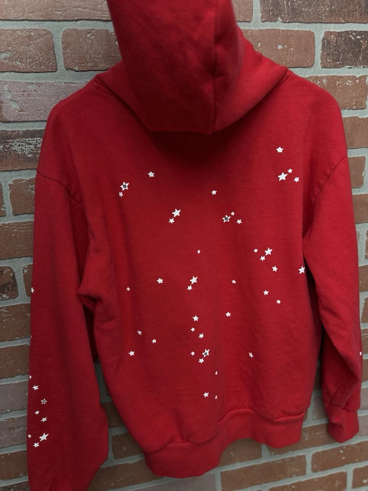 Sp5der Worldwide Red Zip Up Atlanta Hoodie