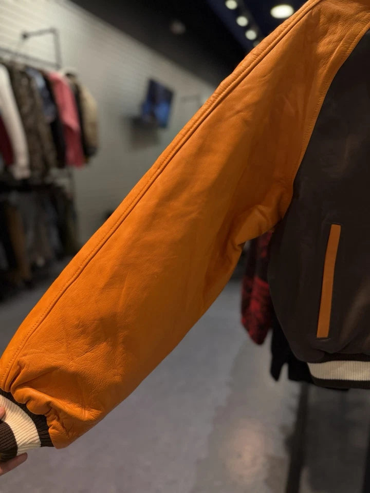 Vale Lives Valley Leather Jacket Brown Orange