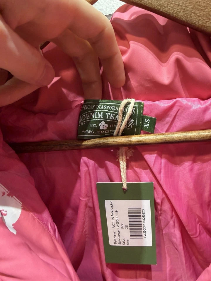 Cotton Wreath Puff Denim Tears Coat Pink