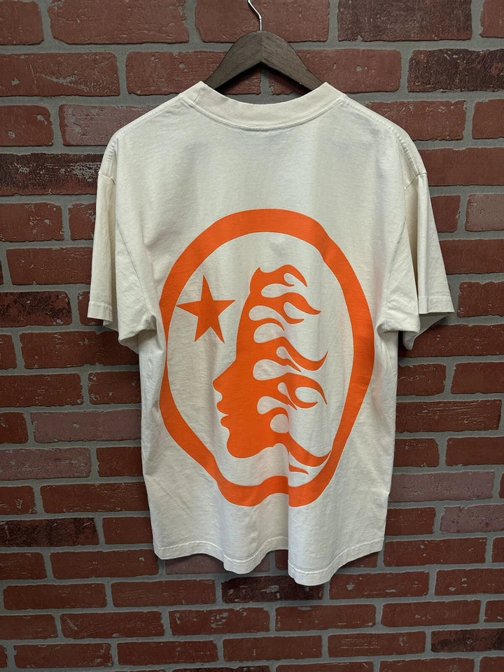 Hellstar Classic White Logo T Shirt Orange Gel Print