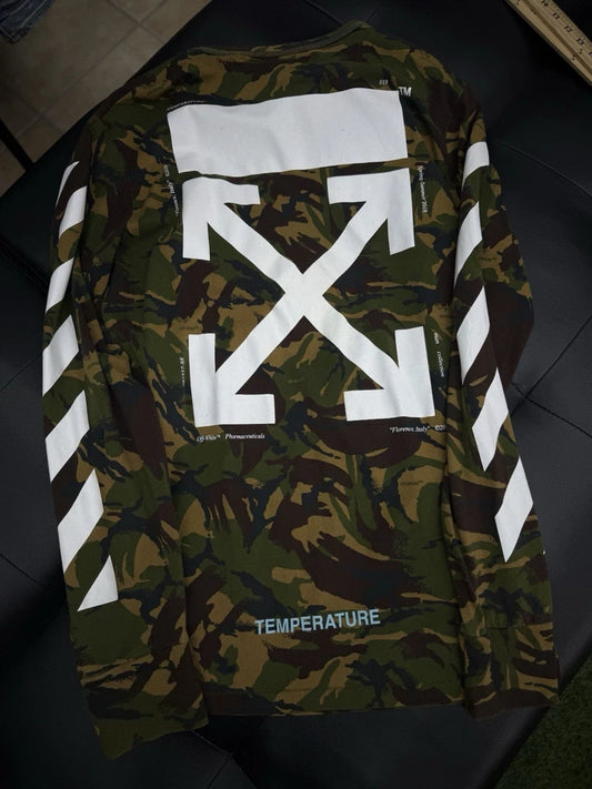 Off White Camouflage Long Sleeve Tshirt